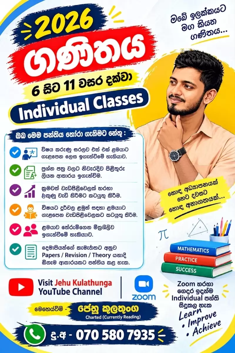 ගණිතය තනි හෝ කණ්ඩායම් පන්ති