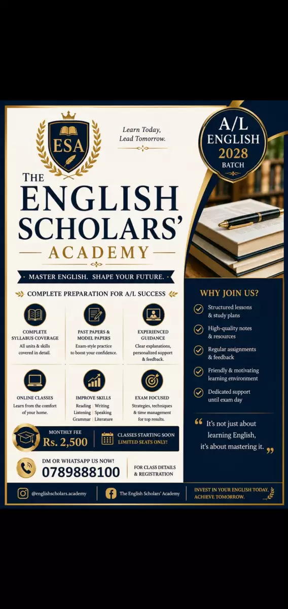 O/L and A/L General English classes