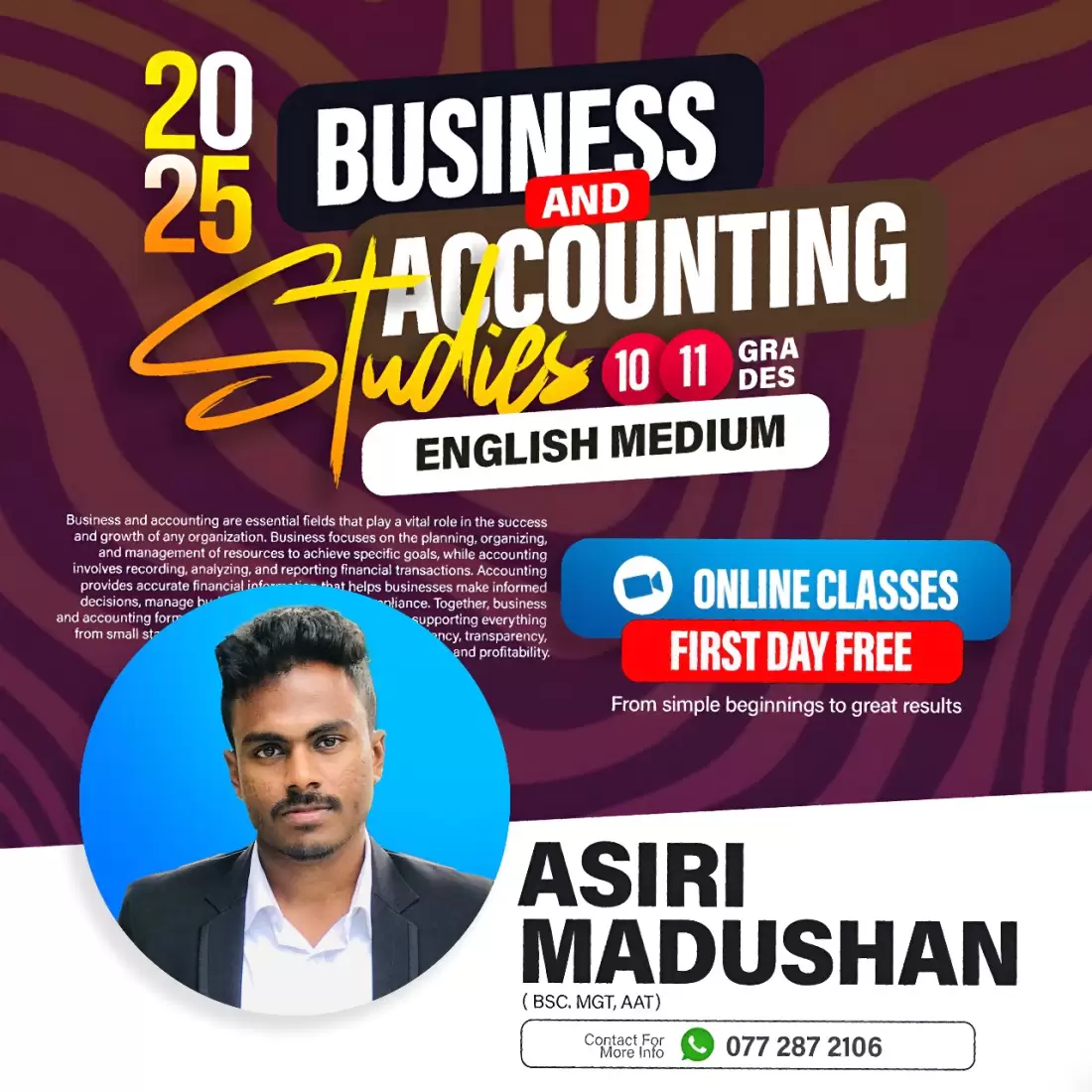 O/L Business & Accounting Studies (Commerce) 10 & 11 English Medium Classes - Asiri Madushan
