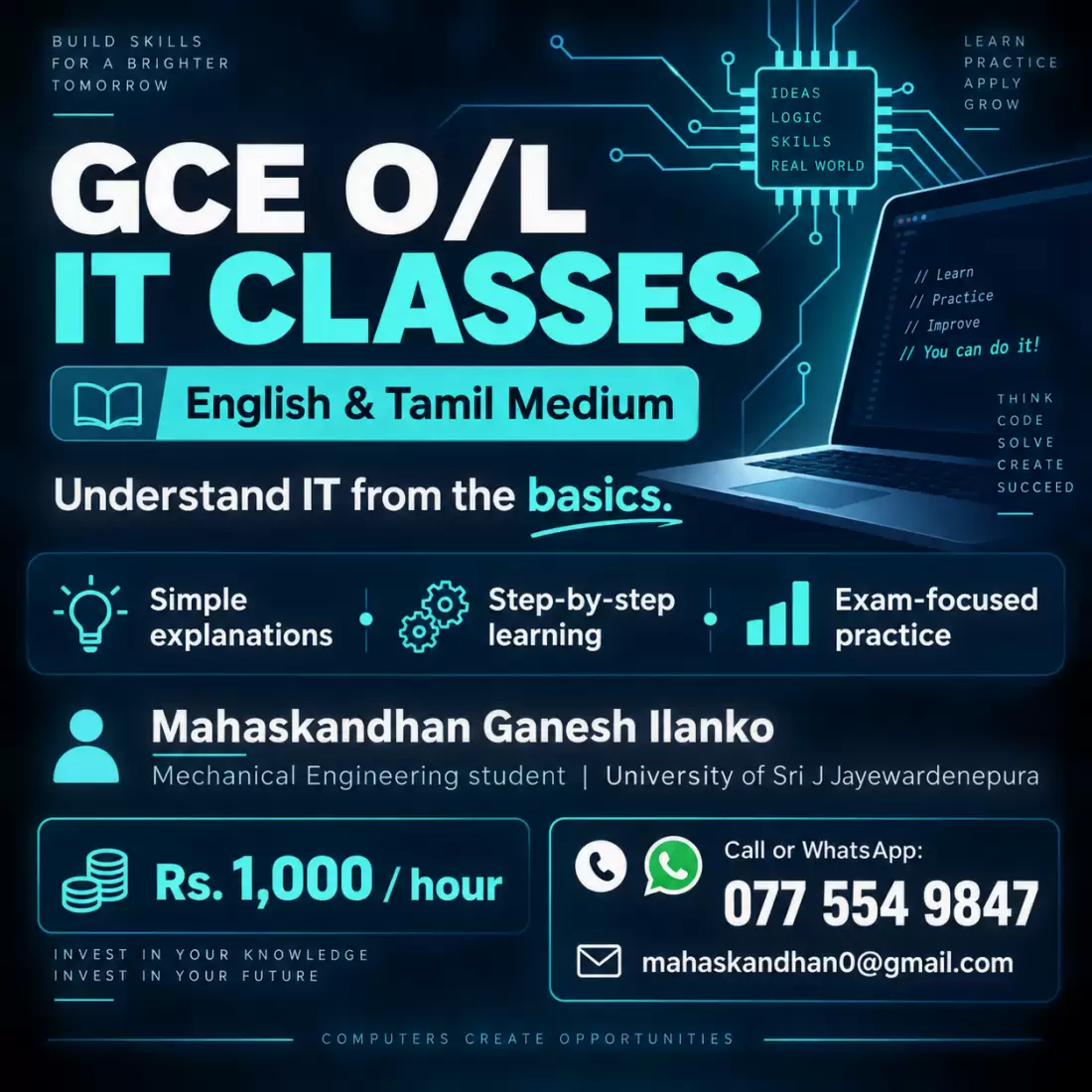 O/L IT Classes English and Tamil Medium