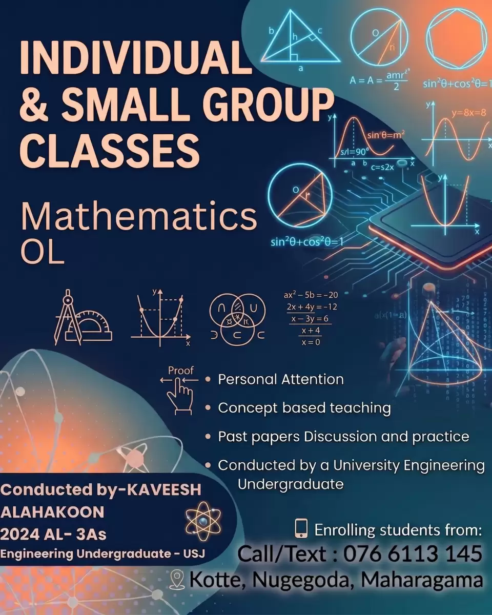 O/L Maths Made Easy – Individual Classes for Better Results