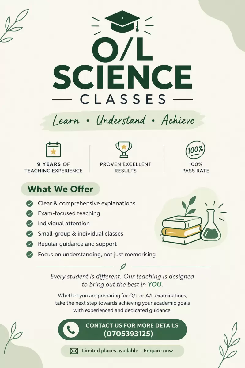 O/L Sciences Classes for English Medium