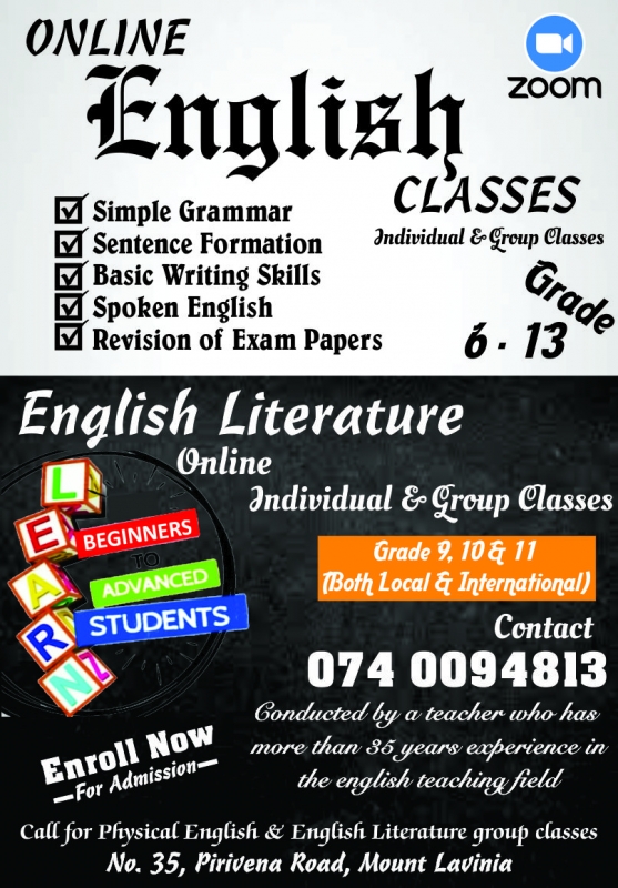 Online and physical classes | English (Languages) | Colombo
