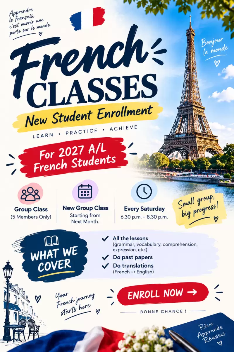 ONLINE FRENCH CLASS FOR 2027 STUDENTS