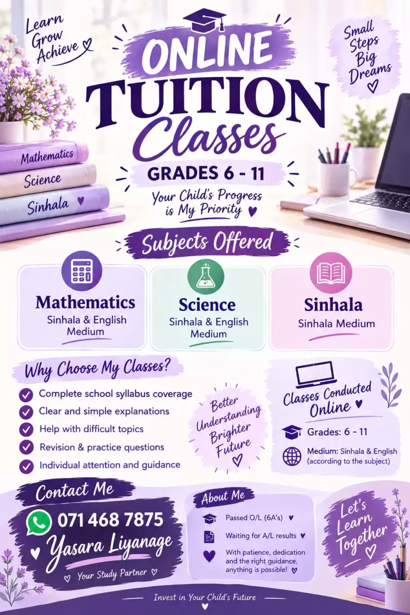 Online Tuition Classes Grade 6-11 (Maths ,Science)