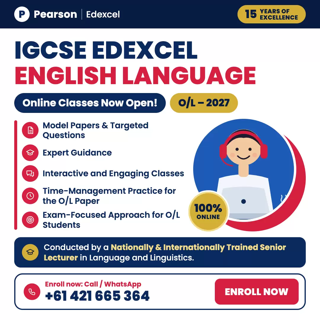PEARSON EDEXCEL ENGLISH O/L – 2027