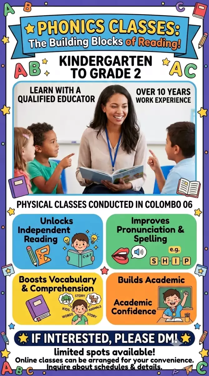 Phonics & Reading classes (Kindergarten- Grade 2)