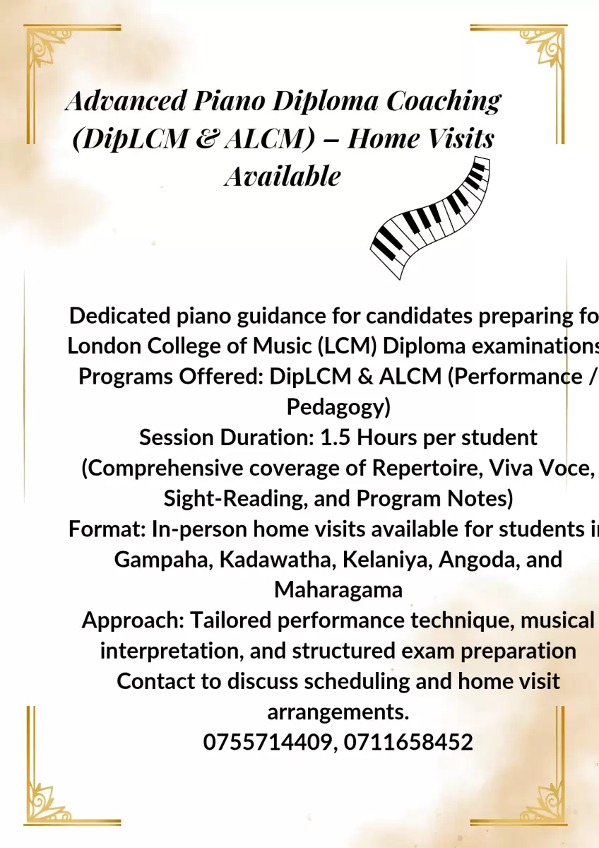 Piano classes for Dip LCM and ALCM candidates