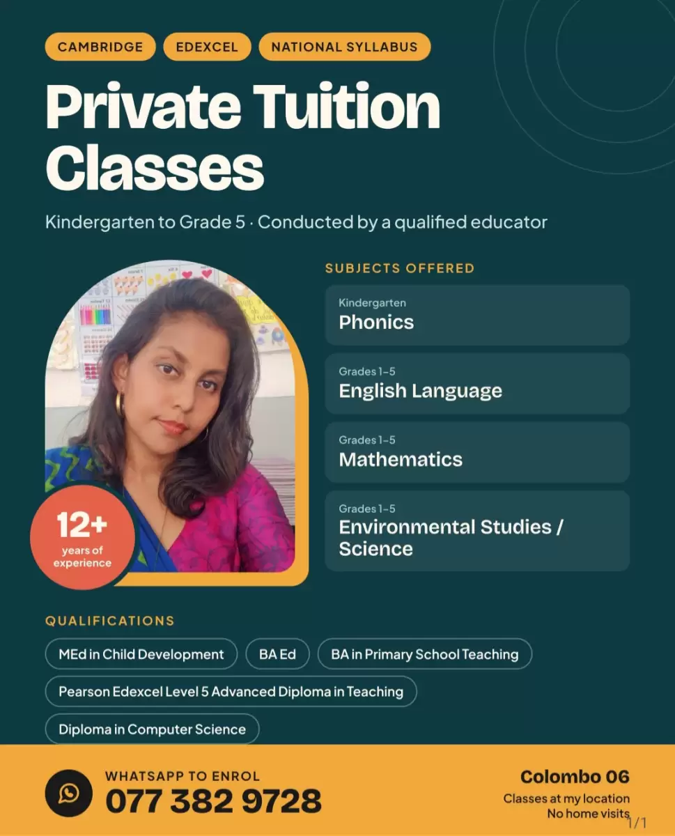 Private Tuition Classes- Kindergarten to Grade 5
