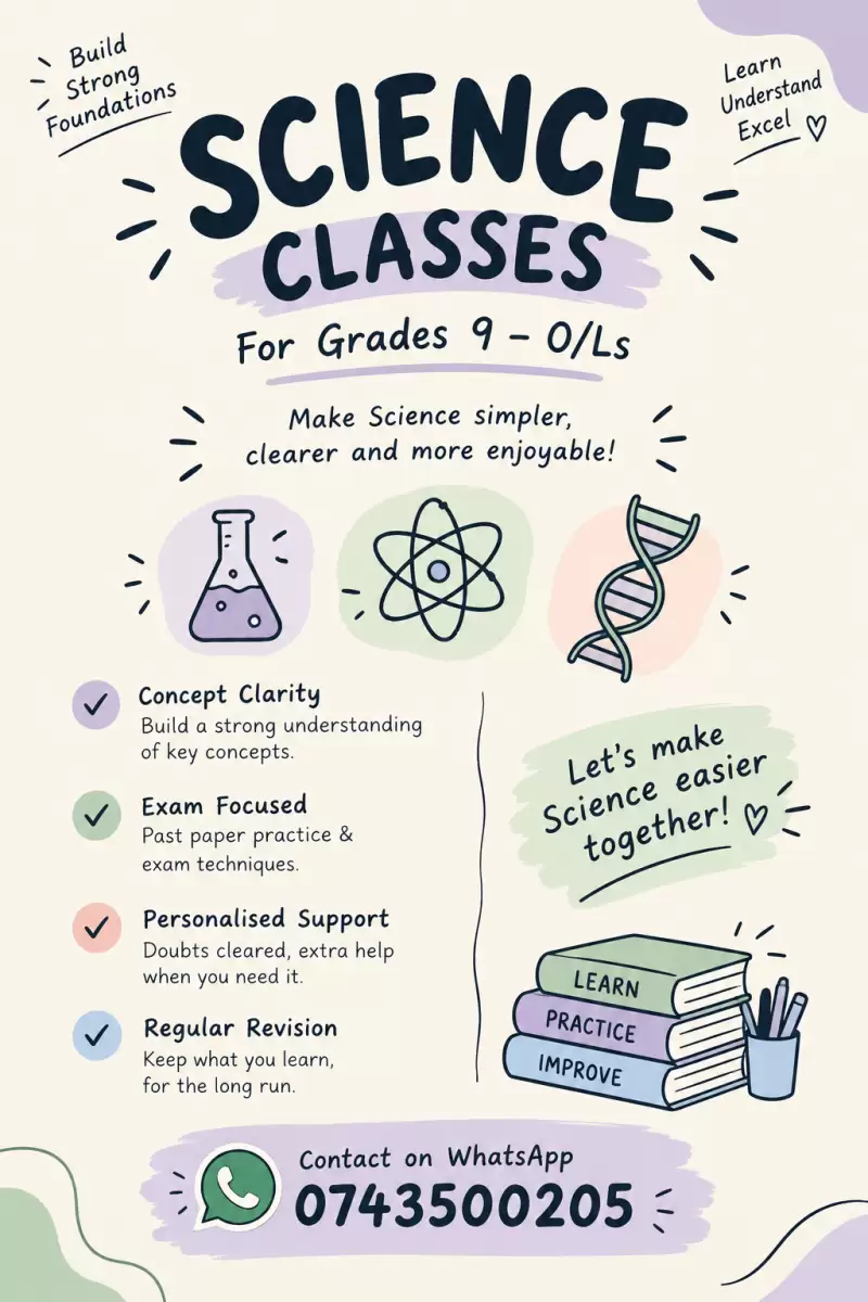 🔬 SCIENCE CLASSES | ENGLISH MEDIUM | GRADES 6 – O/Ls 📚