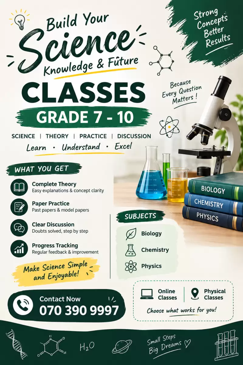 Science cls for Gr 6 to 10 students