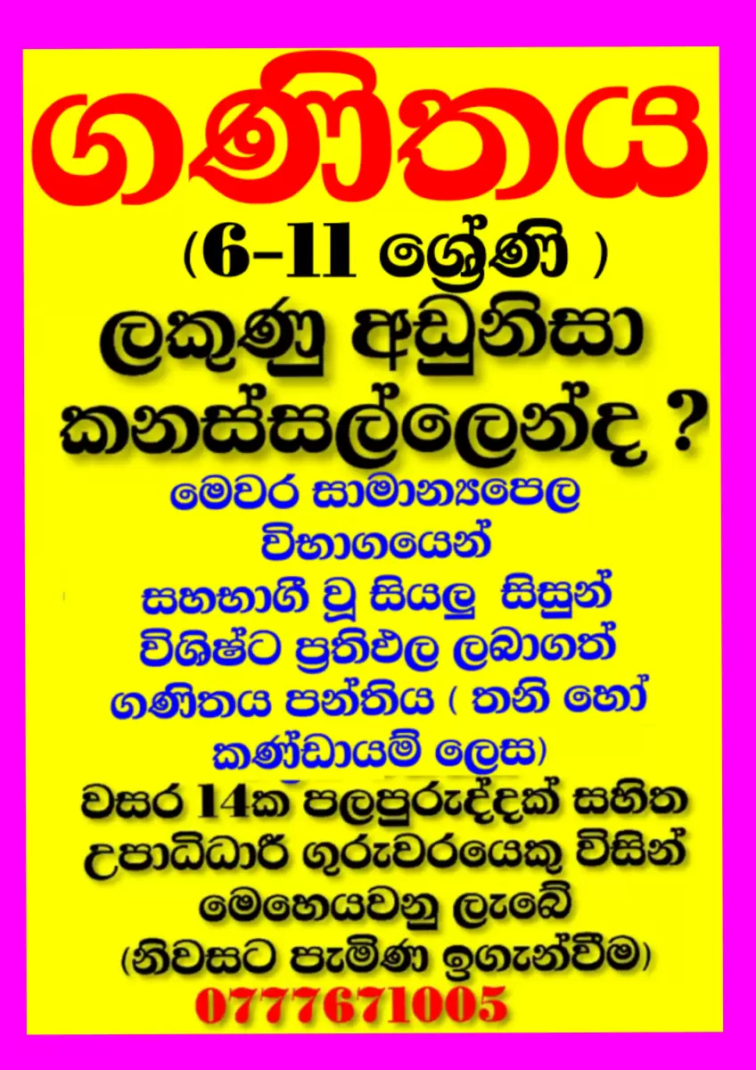 ✨✨ගණිතය ( Sinhala & English Medium ) 👑️👑️ Home Visit 👑️👑️ ✨✨