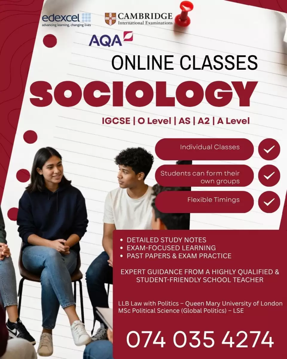 Sociology - Edexcel | Cambridge | AQA - IGCSE, O Level, AS, A2 & A Level