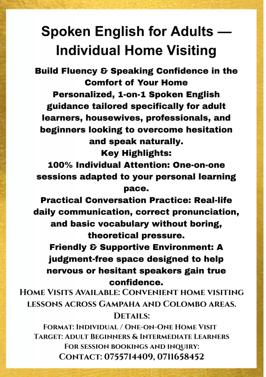 Spoken English classes for Adult beginners