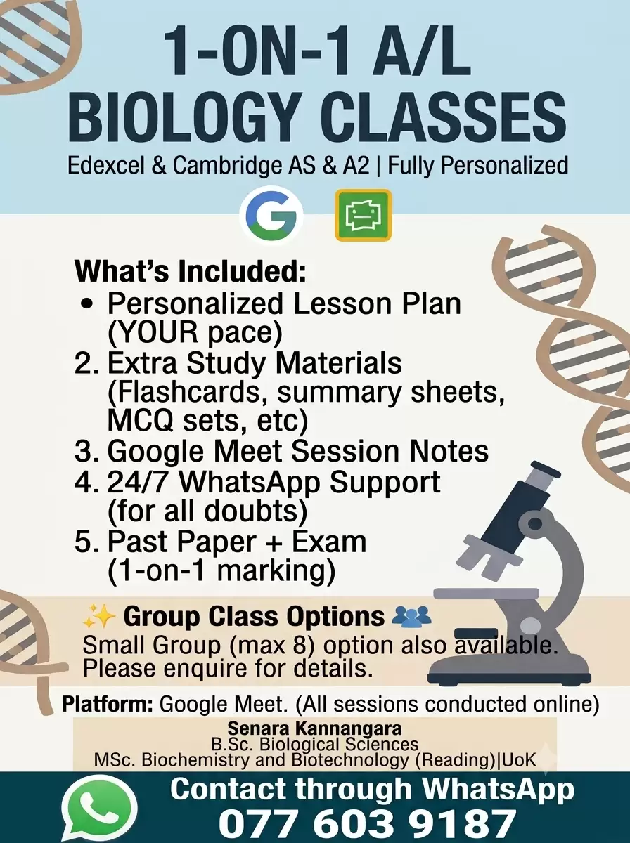 Tailored individual AL Biology (English Medium)