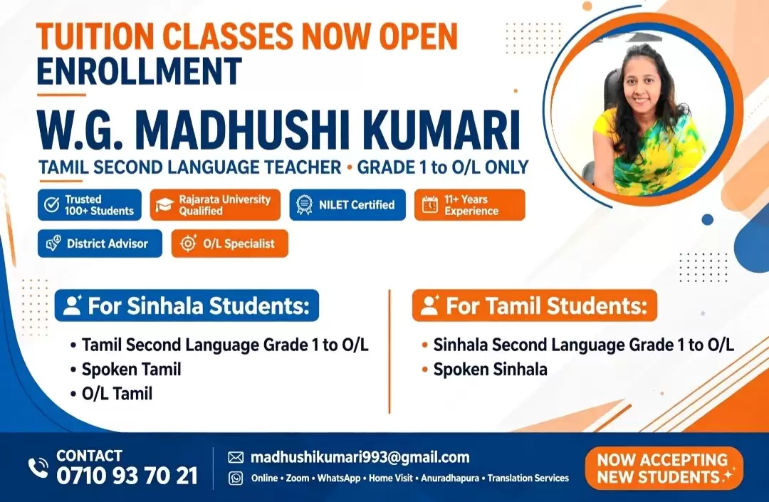 Tamil & sinhala second language online class