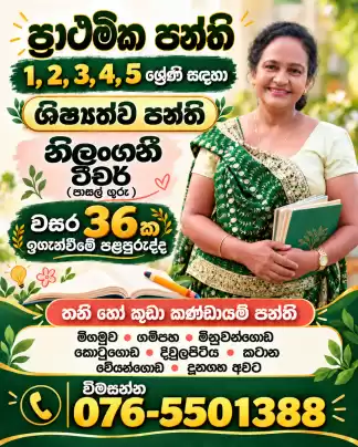 1,2,3,4,5 ශ්‍රේණි සඳහා ප්‍රාථමික පන්ති සහ ශිෂ්‍යත්ව පන්ති