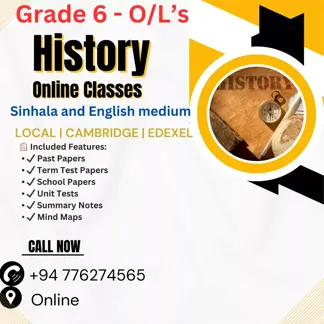 ඉතිහාසය 1- o/l's ඔන්ලයින් පන්ති History online classes Grade 6 - o/ls Local in both mediums | Edexel | Cambridge