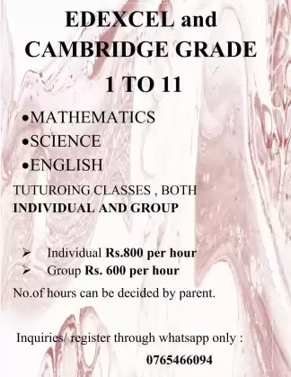 1 TO 11 LOCAL/ EDEXCEL/CAMBRIDGE SYLLABUS MATHS,SCIENCE AND ENGLISH THEORY AND REVISION CLASS