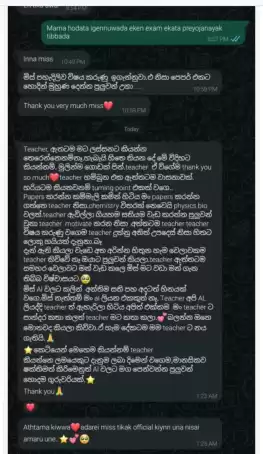 වසර 10 කට වඩා විෂය ඉගැන්වීමේ පළපුරුදු ගුරුවරියකි. රජයේ විශ්වවිද්යාල කතිකාචාර්යවරියකි. උසස් පෙළ විභාග උත්තර පත්ර පරීක්ෂකවරියකි. විෂය නිර්දේශය සම්පූර වසර 10 කට වඩා විෂය ඉගැන්වීමේ පළපුරුදු ගුරුවරියකි. රජයේ විශ්වවිද්යාල කතිකාචාර්යවරියකි. උසස් පෙළ විභාග උත්තර පත්ර පරීක්ෂකවරියකි. විෂය නිර්දේශය සම්පූර