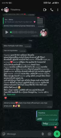 වසර 10 කට වඩා විෂය ඉගැන්වීමේ පළපුරුදු ගුරුවරියකි. රජයේ විශ්වවිද්‍යාල කතිකාචාර්‍යවරියකි. උසස් පෙළ විභාග උත්තර පත්‍ර පරීක්ෂකවරියකි. විෂය නිර්දේශය සම්පූර