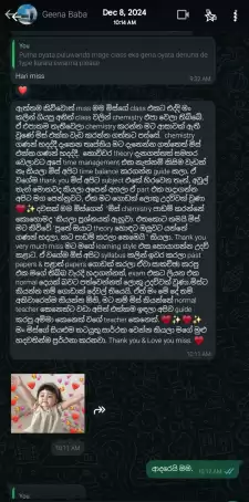 වසර 10 කට වඩා විෂය ඉගැන්වීමේ පළපුරුදු ගුරුවරියකි. රජයේ විශ්වවිද්‍යාල කතිකාචාර්‍යවරියකි. උසස් පෙළ විභාග උත්තර පත්‍ර පරීක්ෂකවරියකි. විෂය නිර්දේශය සම්පූර