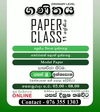 11 ශ්‍රේණිය ගණිතය Paper Class