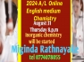 2024 Advanced Level English medium Online Chemistry classes 