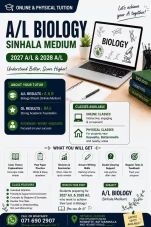 2027 AL & 2028 AL Biology Class (Theory/Revision)