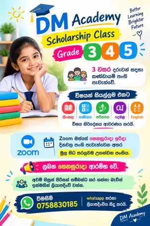 3 4 5 දරුවන් සදහා scholarship Class