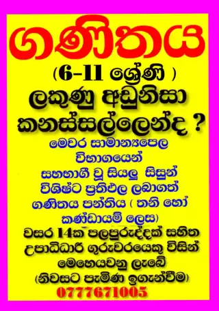 ✨✨ගණිතය 6-11 ( Sinhala & English Medium ) 👑️👑️ Home Visit 👑️👑️ ✨✨