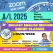 A/L 2025 Biology EM online group 5 classes/week