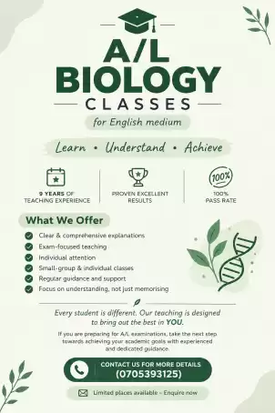 A/L Biology Classes for English Medium