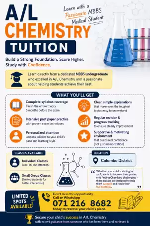 A/L Chemistry English medium.