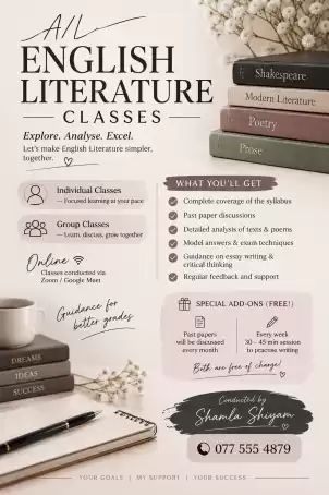 A/L English Literature classes