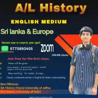 A/L History class [English medium) 2026 & 2027