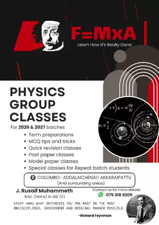 A/L Physics Classes around Colombo for Tamil medium students