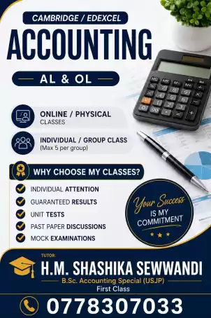 Accounting Classes for Edexcel & Cambridge O/L & A/L
