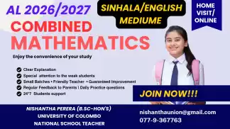 AL 2026/2027 Combined maths - Sinhala/English-Home visit-Indidual/group- Online