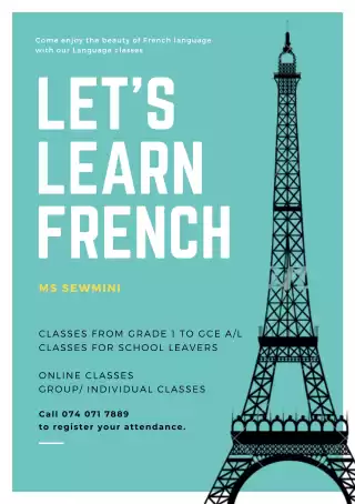 Bonjour! Join our French classes from Grade 6 to GCE O/L
