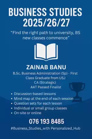 Business Studies English Medium A/L 2026