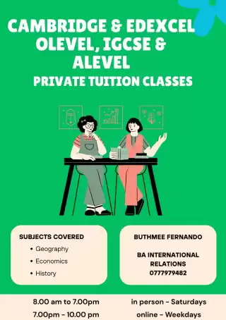 CAMBRIDGE/EDEXCEL IGCSE/ ALEVEL/OLEVEL GEOGRAPHY, HISTORY, ECON - CLASSES