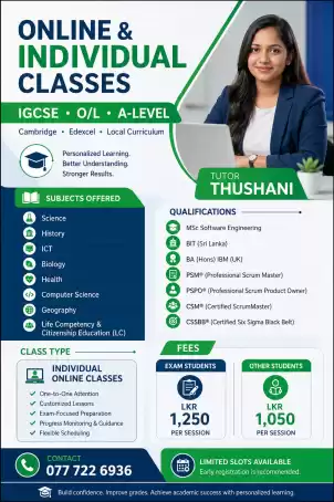 🎓 (Cambridge, Edexcel, Local curriculum students) - Online and Individual classes only - IGCSE | O/L | A/L