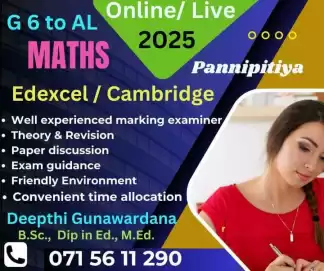 Cambridge / Edexcel / Local Maths (Grade 6 to AL) @ Pannipitiya