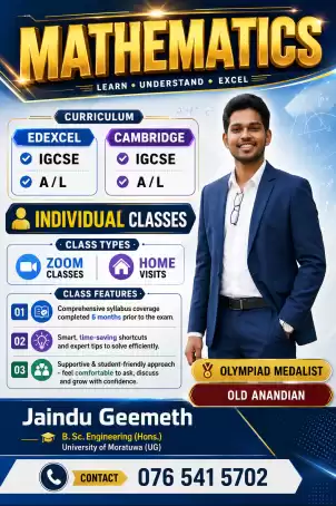 Cambridge IGCSE / Cambridge A/L / Edexel IGCSE / Edexel A/L / Mathematics / Maths English medium