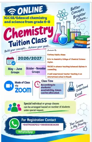 Chemistry online teacher who is teaching overseas