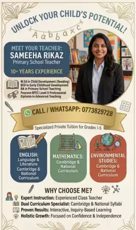 Classes for Primary Grades 1- 5.(National, Cambridge and Edexcel )