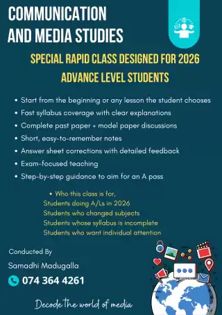 Communication and Media Studies-A/L ( A special rapid class for 2026 A/L batch)