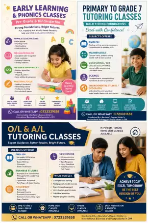 comprehensive tutoring classes for students from pre-grade to O/L & A/L