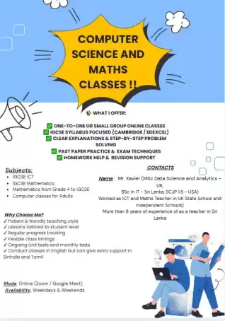 Computer Science, ICT and Maths classes - IGCSE